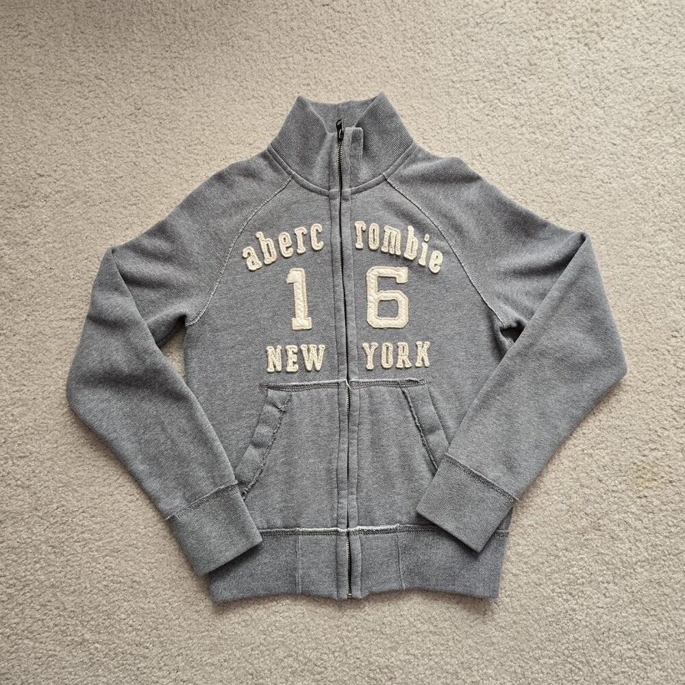 Abercrombie and Fitch Y2K Hoodie Youth XL Kids Small Spellout Full Zip